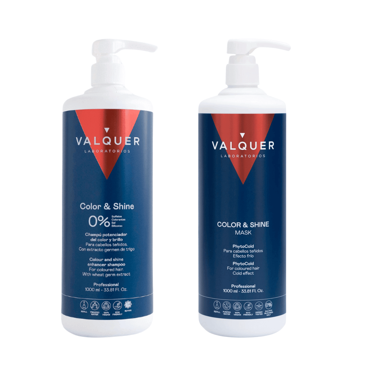 Pack Potenciador Color y Brillo para Cabellos Teñidos - Champú y Mascarilla - 1000 ml + 975 ml - Montber Professional Brand