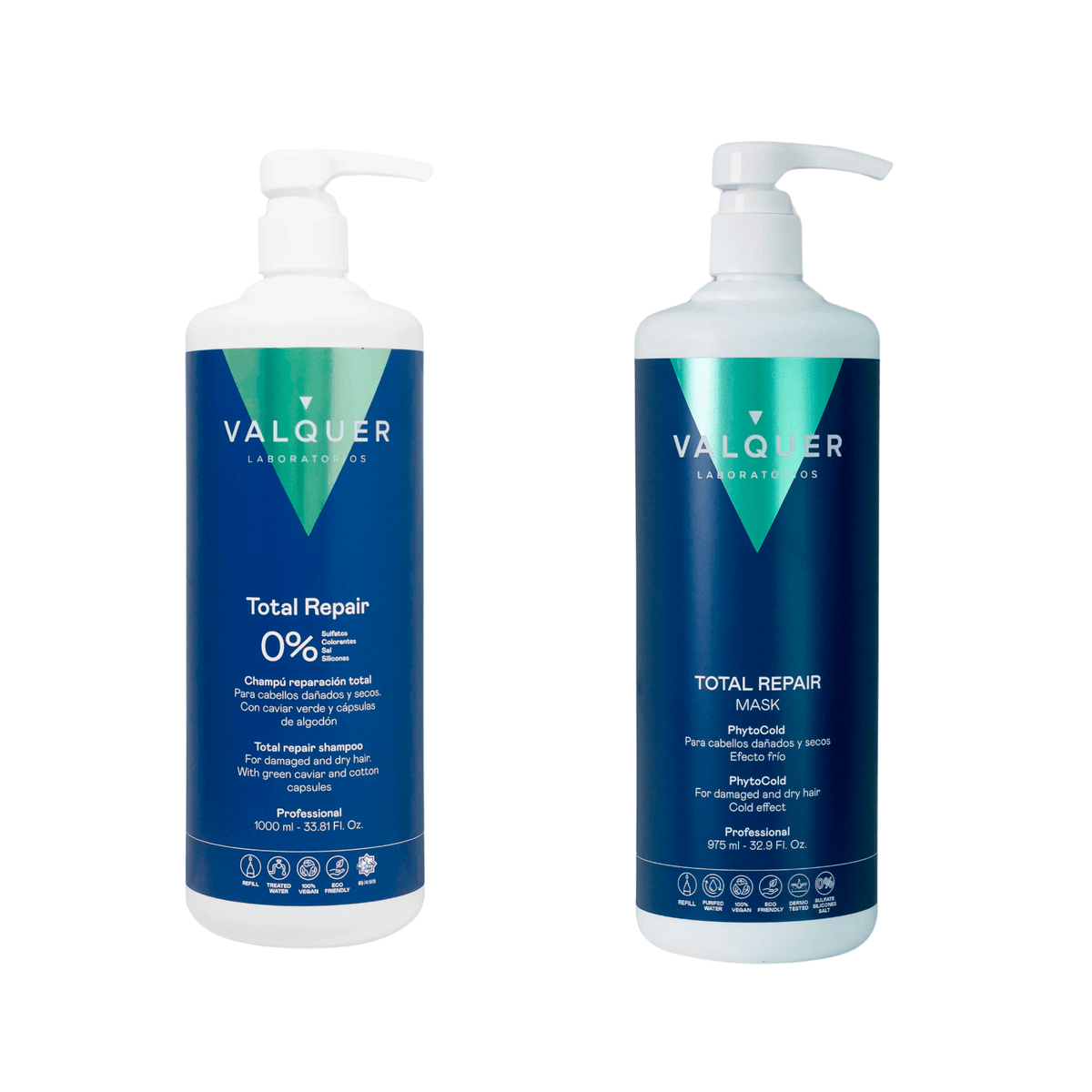 Pack Total Repair para Cabellos Dañados - Champú y Mascarilla - 1975 ml - Montber Professional Brand