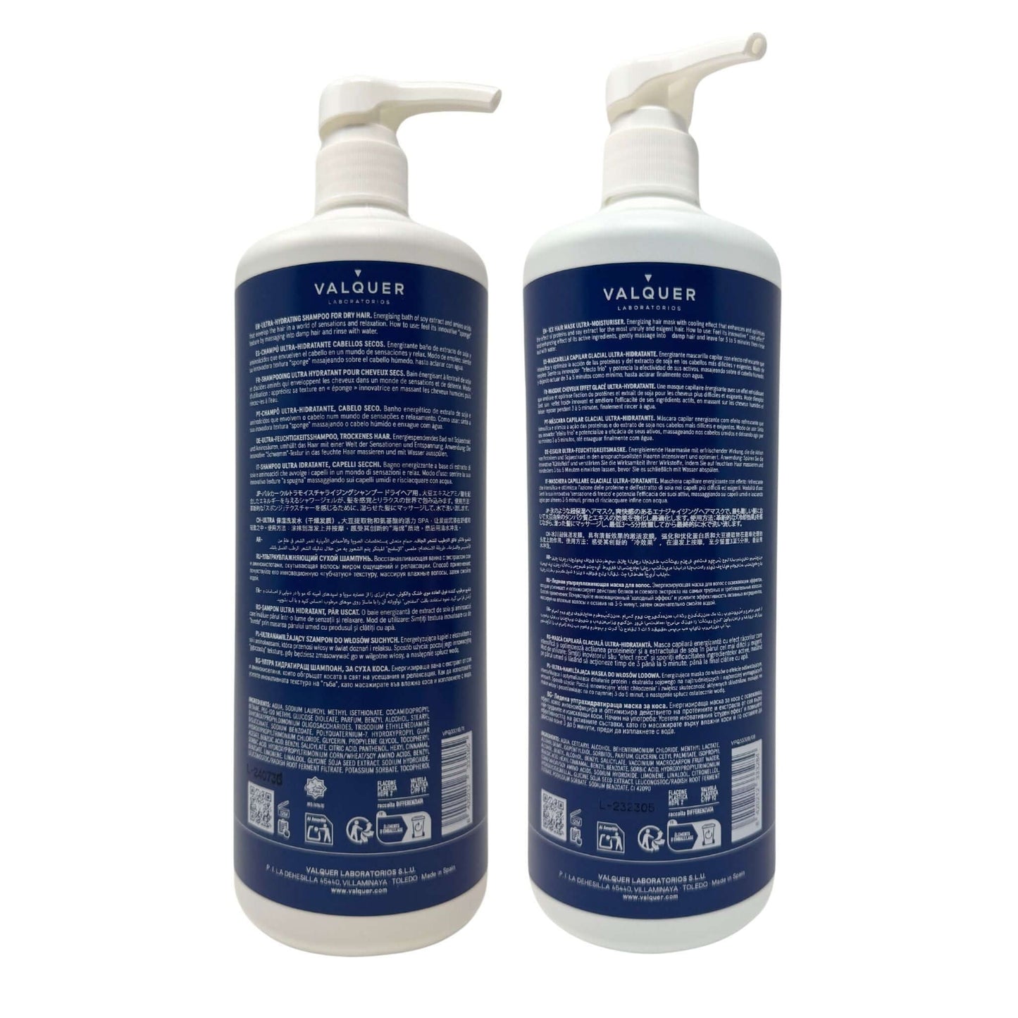 Pack Ultrahidratante Champú y Mascarilla efecto frío para Cabellos Secos - 1000 ml + 975 ml - Montber Professional Brand