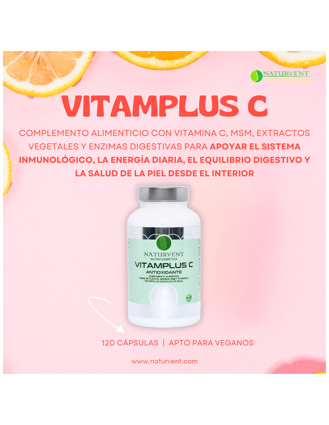 VITAMPLUS C - Vitamina C con complejo vegetal digestivo y antioxidante - 120 cápsulas - Montber Professional Brand