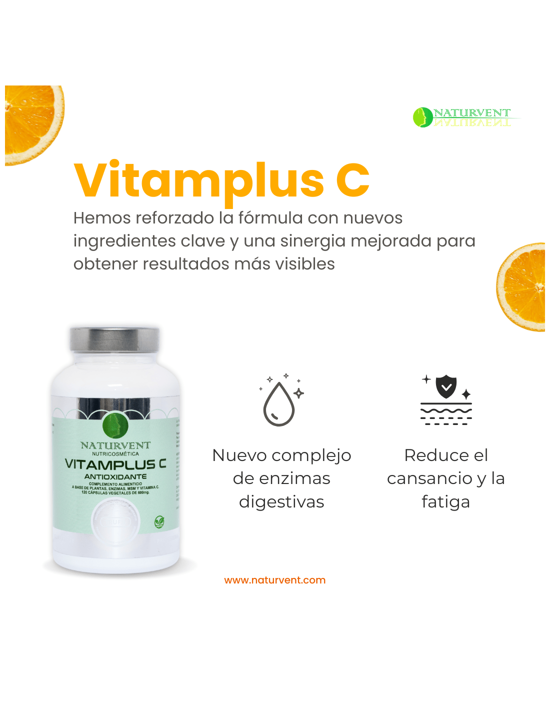 VITAMPLUS C - Vitamina C con complejo vegetal digestivo y antioxidante - 120 cápsulas - Montber Professional Brand