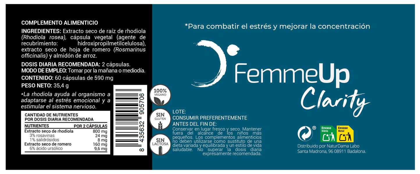 FemmeUp Clarity – Concentración y Claridad Mental con Rhodiola
