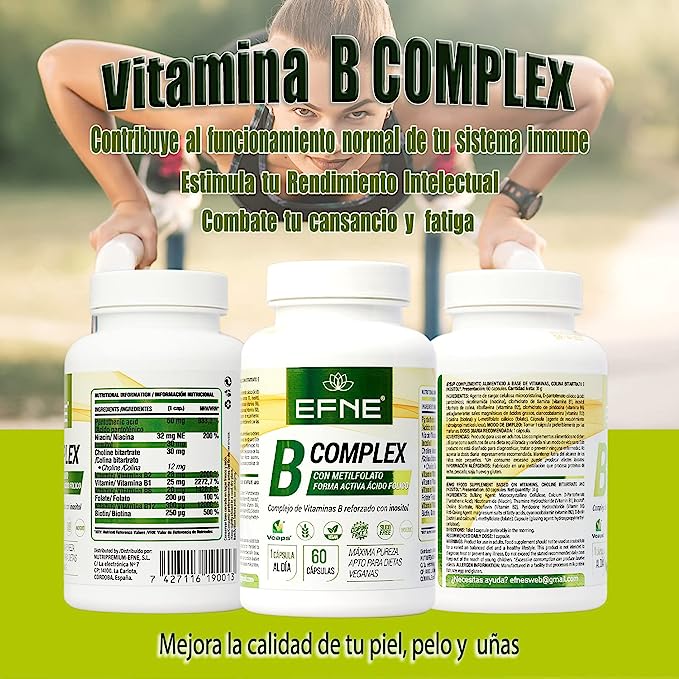 B COMPLEX VITAMIN COMPLEX WITH METHYLFOLATE. Active Folic Acid Form. (Deficiencies due to veganism, Exhaustion)