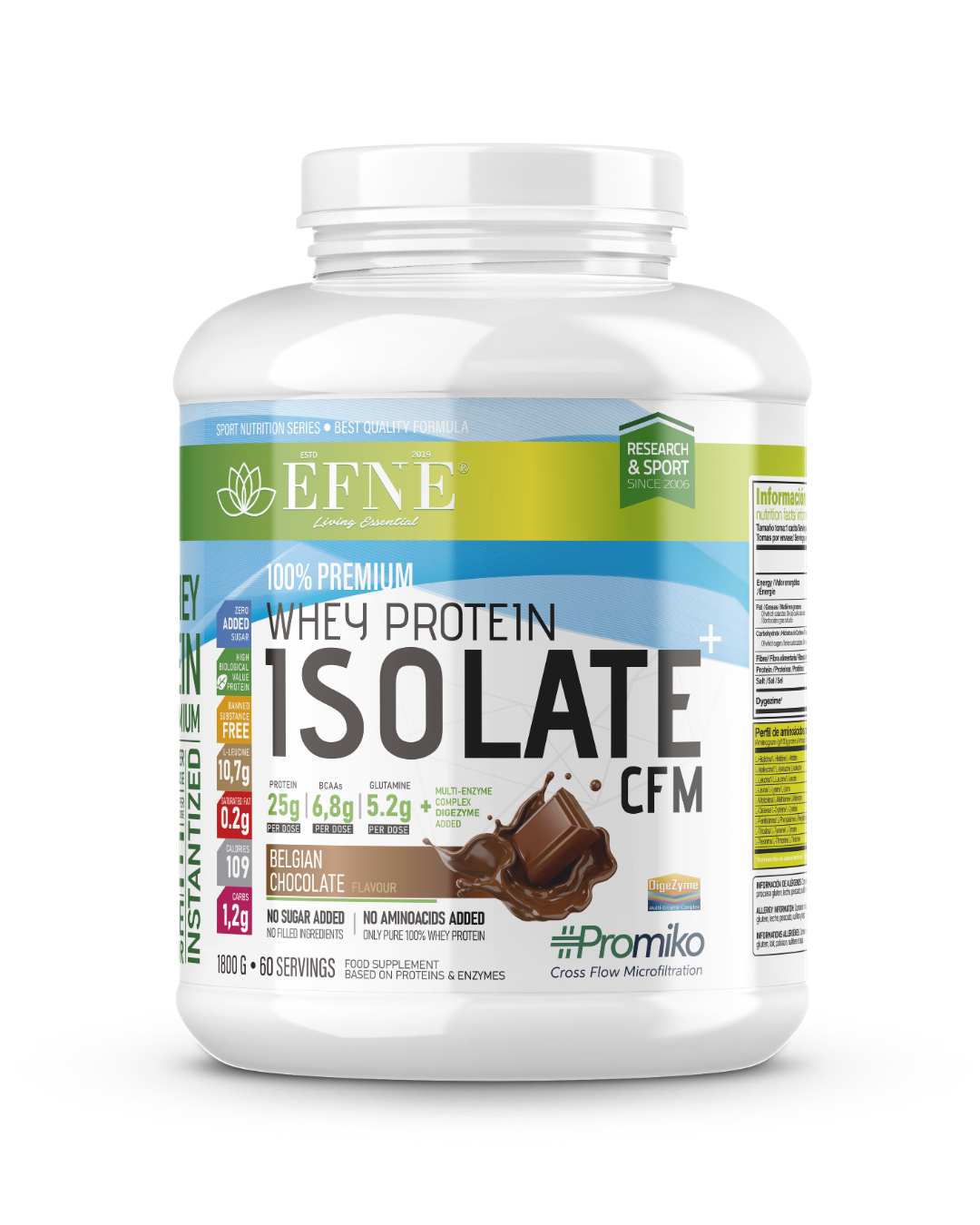 Proteína Isolate EFNE Chocolate Belga Premium – 90% Proteína Sabor Gourmet