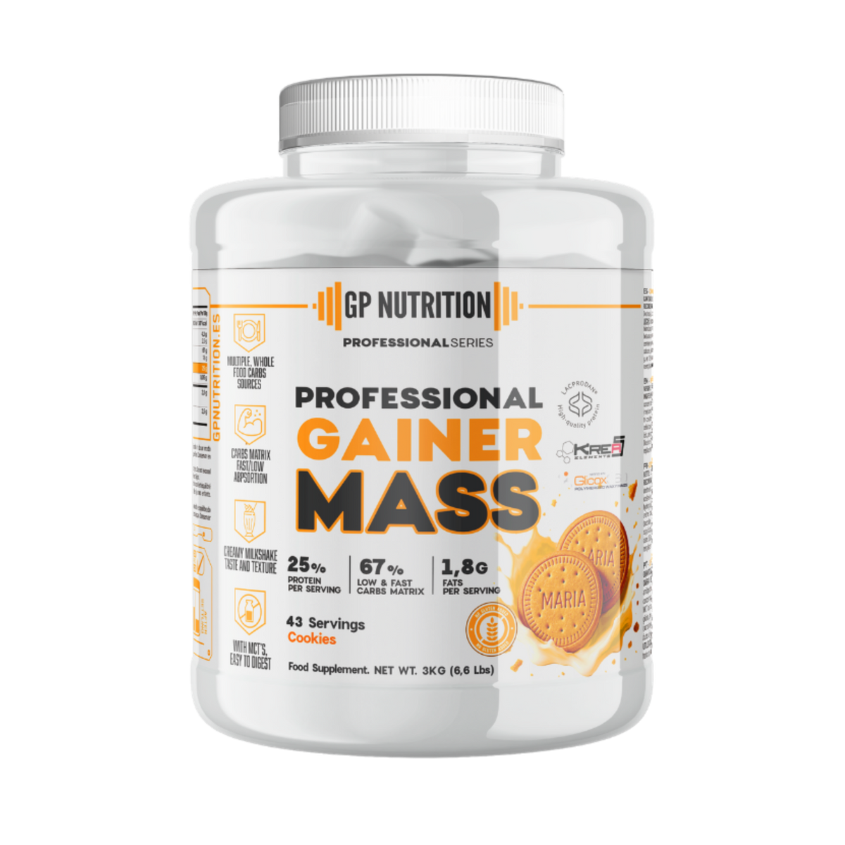 Professional Gainer Mass GP Nutrition, ganador de peso 3 kg – imagen 2