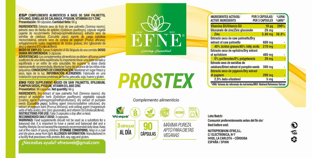 PROSTEX EFNE | Con zinc y vitamina D3