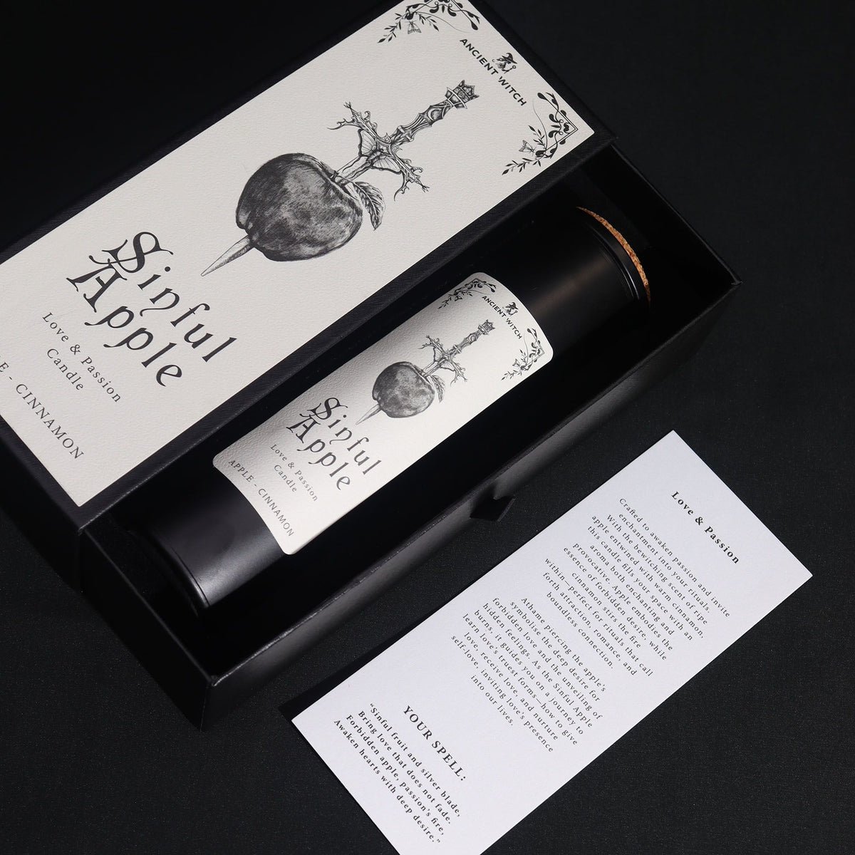 Vela ritual de bruja Manzana Pecaminosa (Sinful Apple) con su caja, foto 6