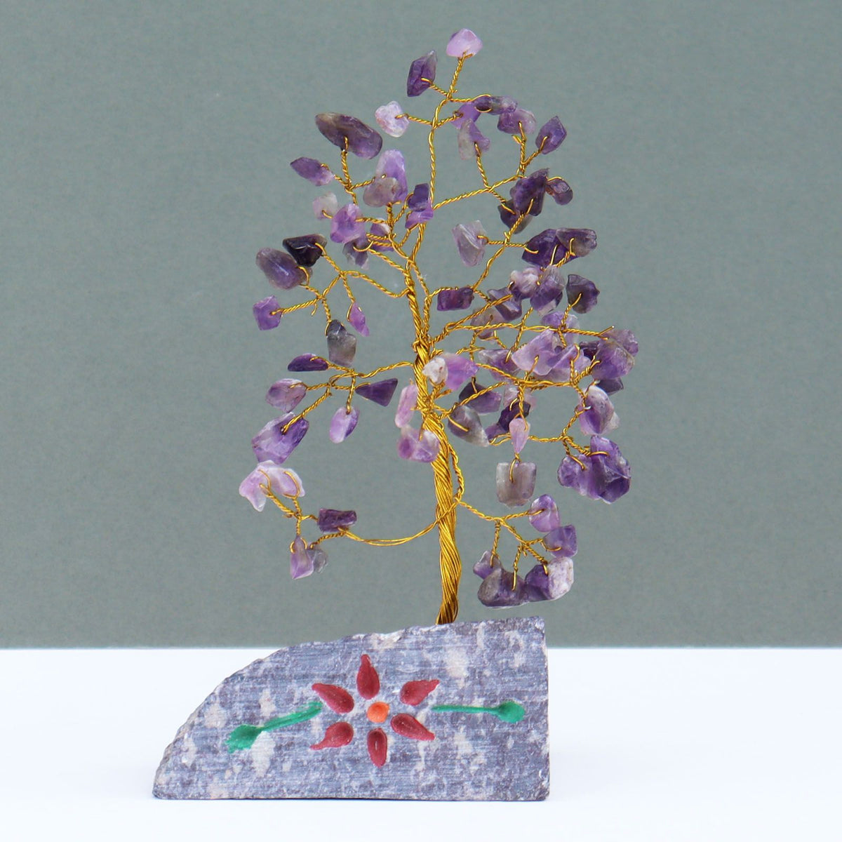 Árbol de gemas indio de amatista con 80 piedras