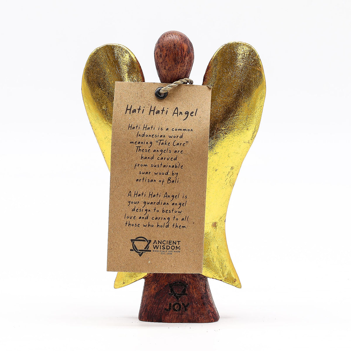 Ángel Hati-Hati tallado a mano 15 cm - Felicidad