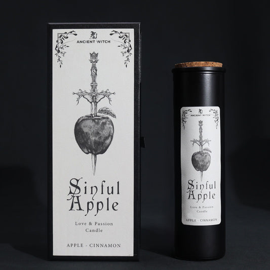 Vela ritual de bruja Manzana Pecaminosa (Sinful Apple) con su caja