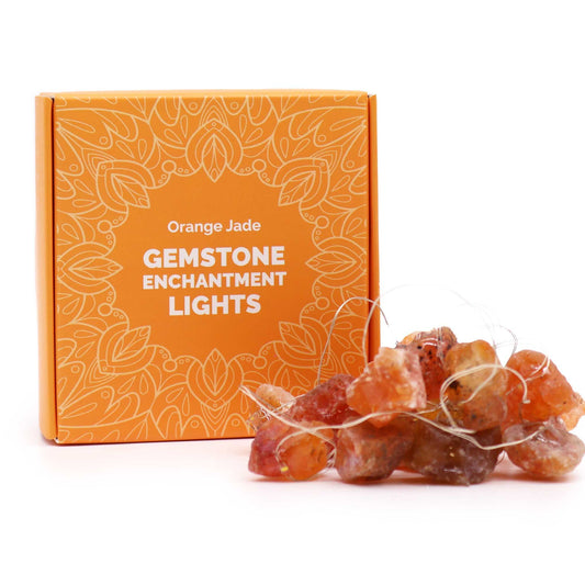 Guirnalda de luces con piedras de jade naranja