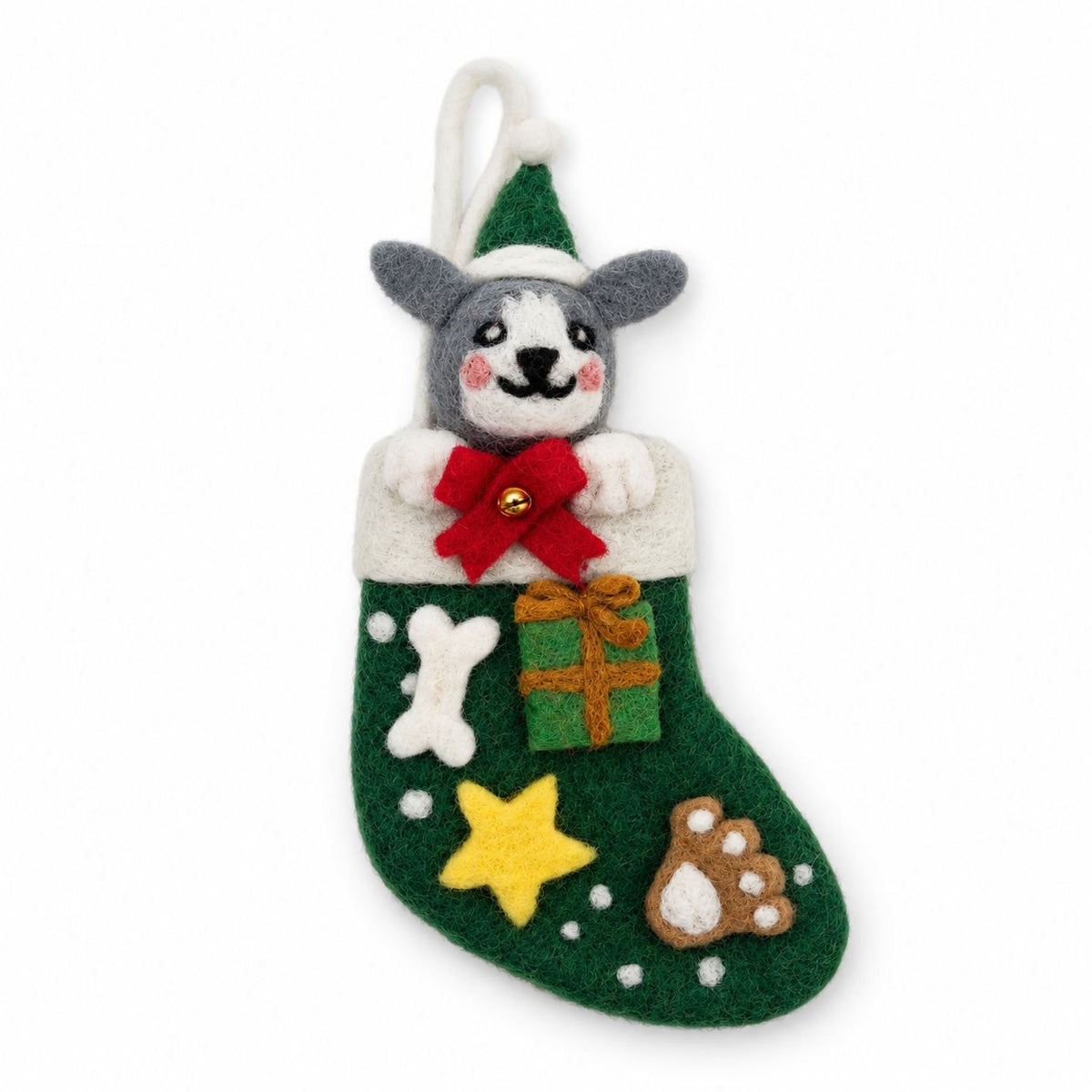 Calcetines navideños de fieltro para mascotas - Set de 6