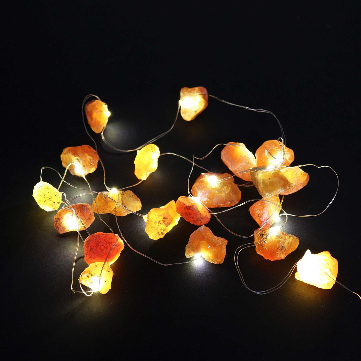 Guirnalda de luces con piedras de jade naranja