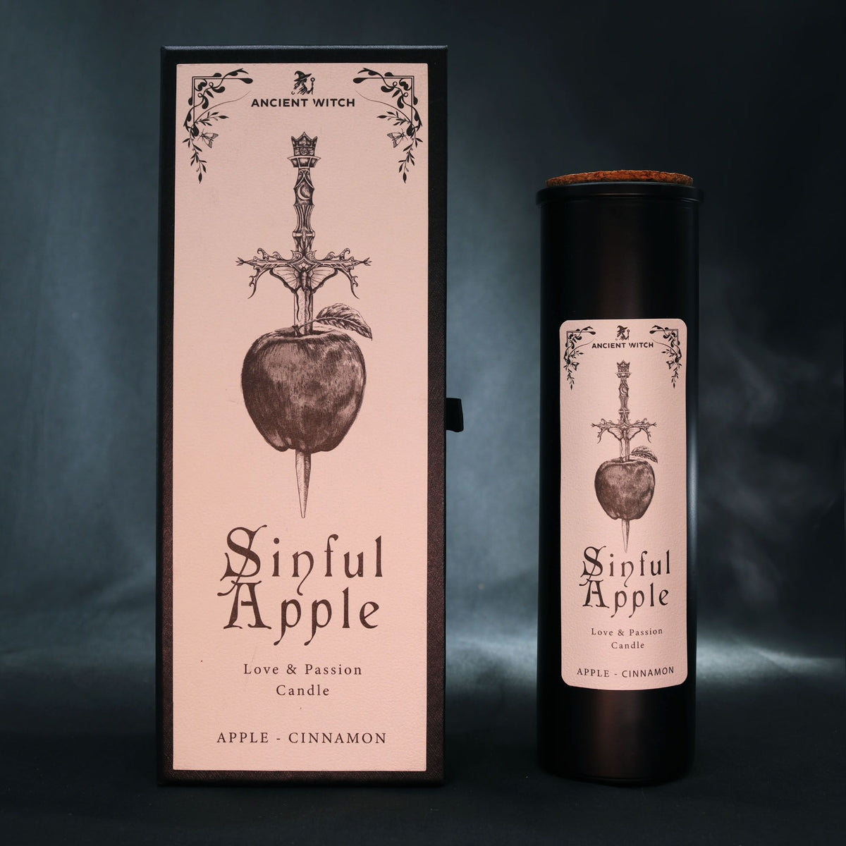 Vela ritual de bruja Manzana Pecaminosa (Sinful Apple) con su caja, foto 3