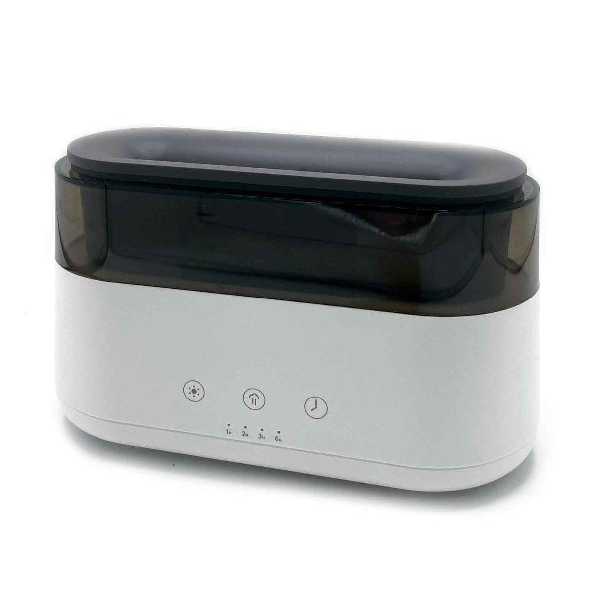 Difusor de aromas con efecto llama y reloj LED