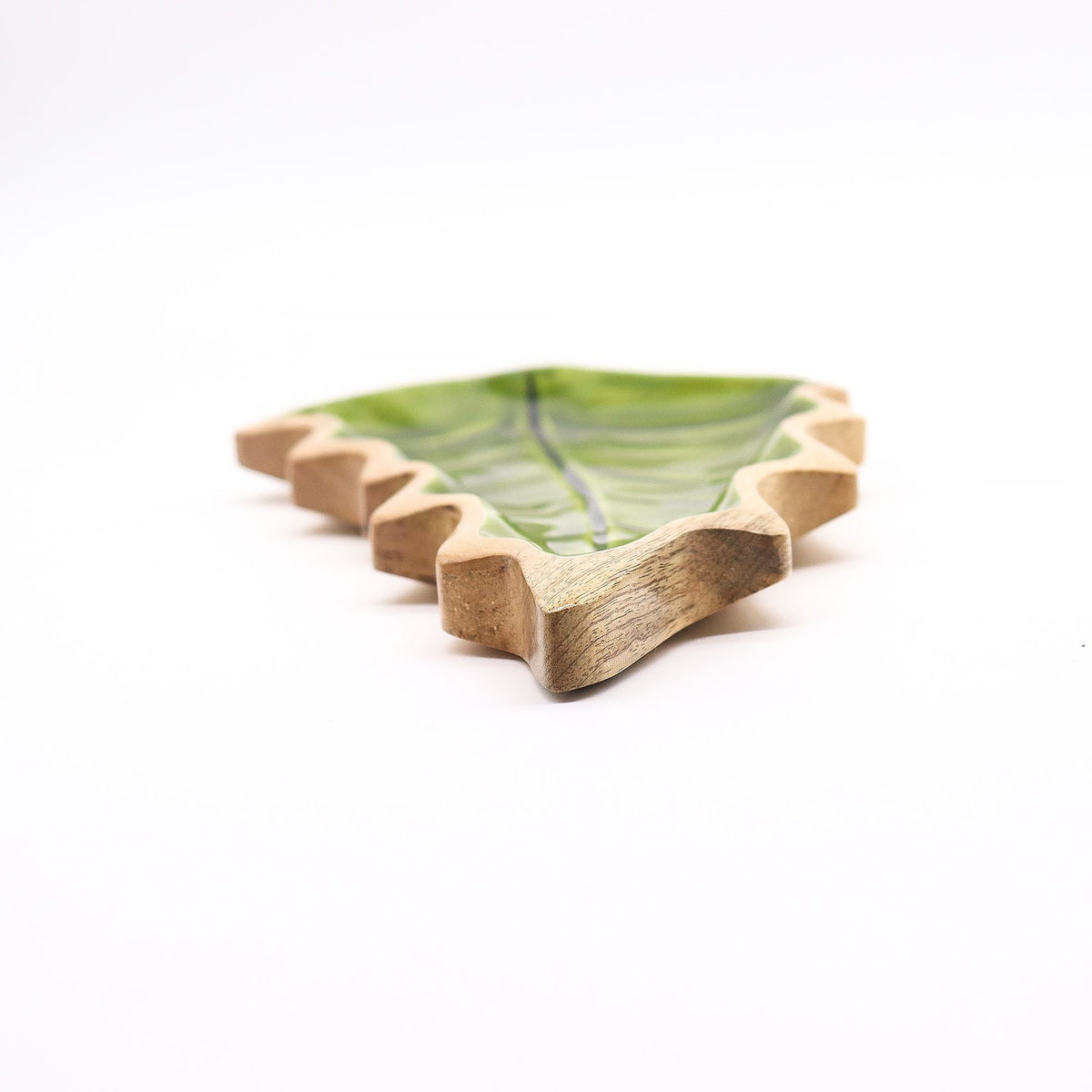 Cuenco de madera con forma de hoja 33 x 17 cm