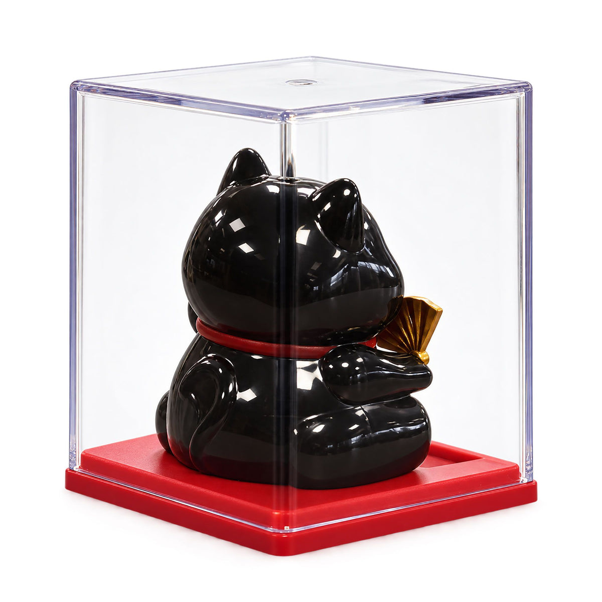 Mini gato de la suerte solar negro en caja transparente, foto 3