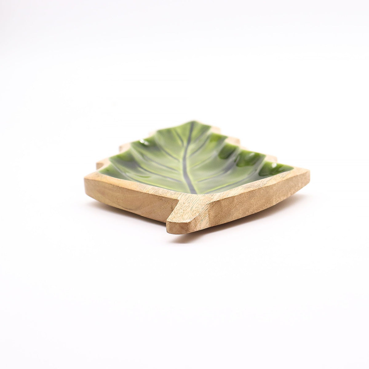 Cuenco de madera con forma de hoja 33 x 17 cm