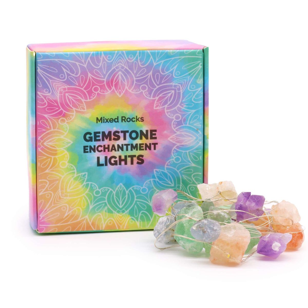 Guirnalda de luces con piedras variadas