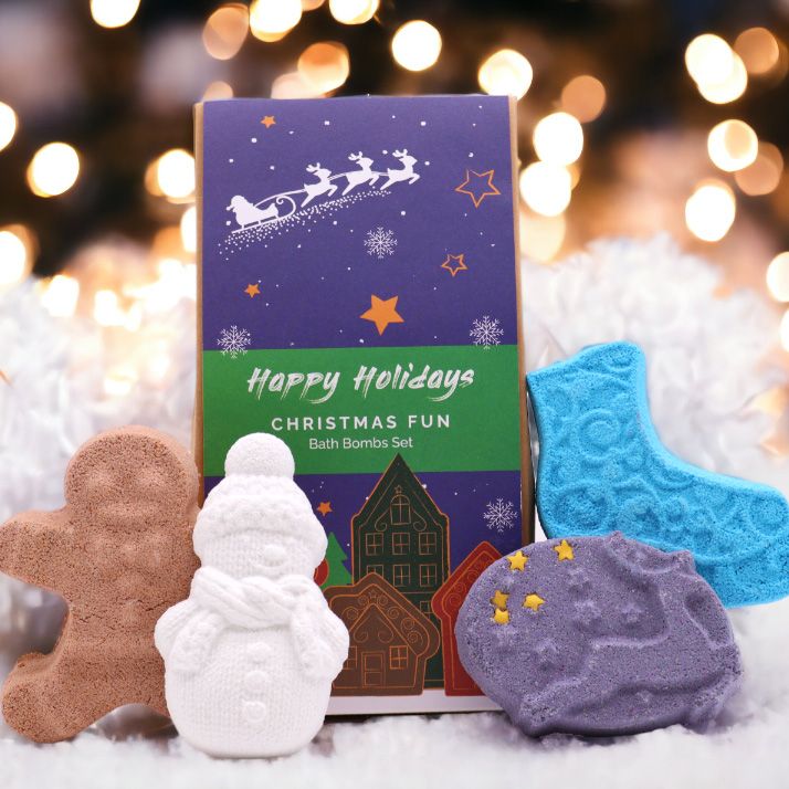 Pack de 4 bombas de baño navideñas - Divertida Navidad