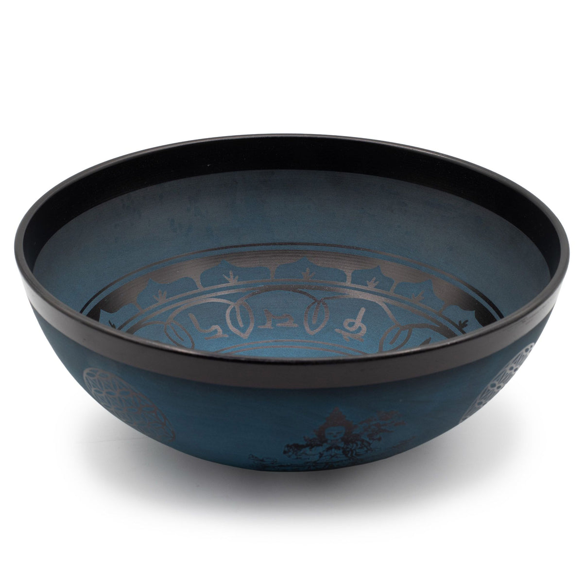 Cuenco tibetano azul de 27 cm con doble Dorje