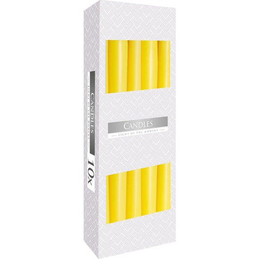 Estuche de 10 velas cónicas amarillas