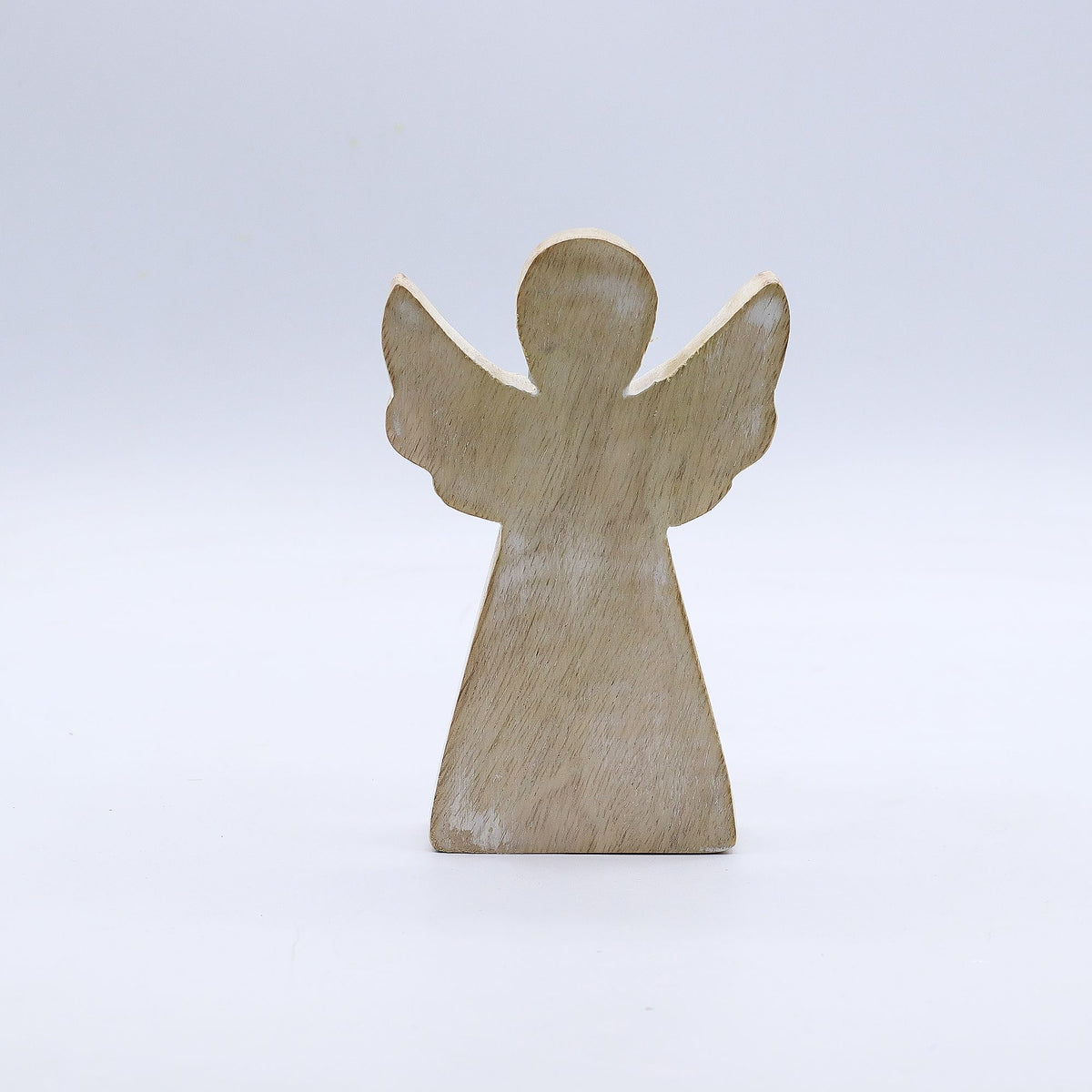 Ángel de madera de mango con lavado blanco 13 cm