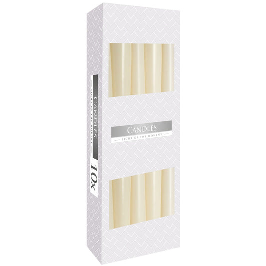 Estuche de 10 velas cónicas marfil