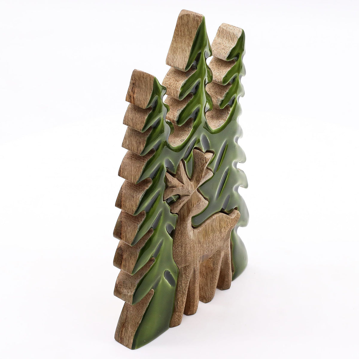 Decoración de madera 3D - Ciervo descansando 23 x 20 cm