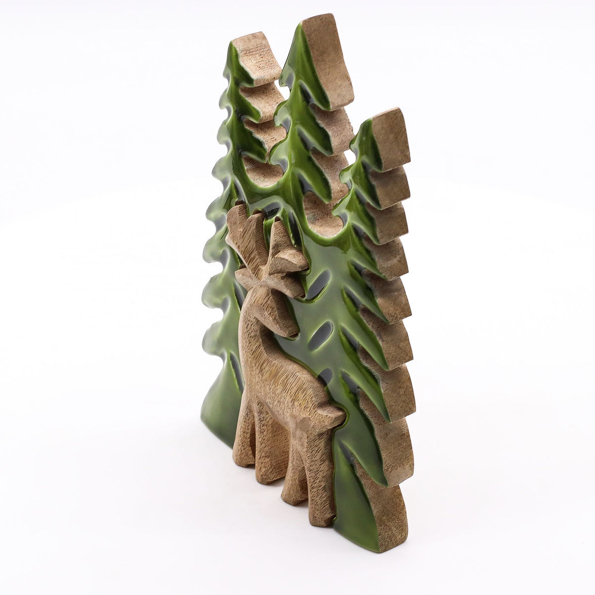 Decoración de madera 3D - Ciervo descansando 23 x 20 cm