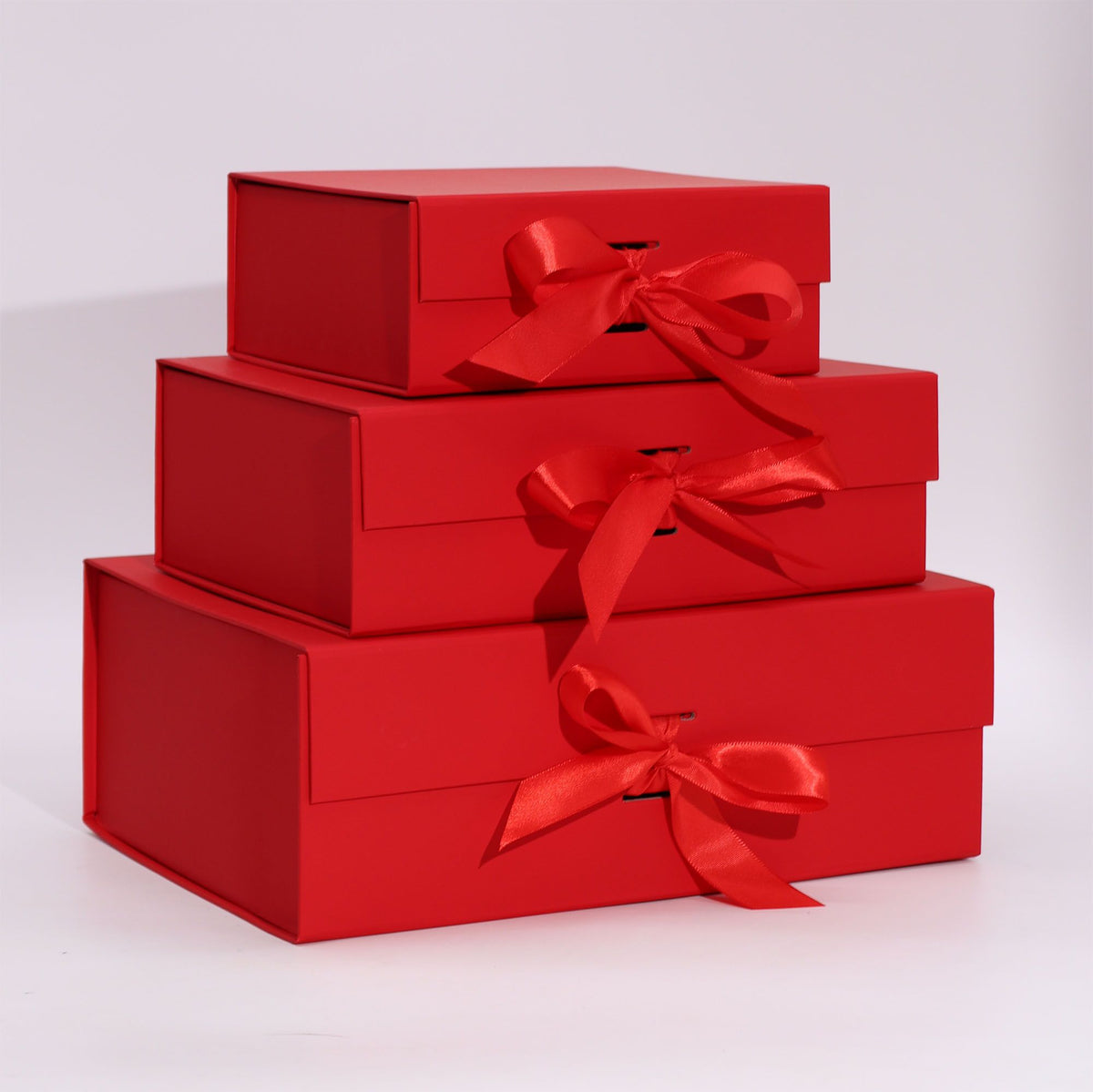 Caja de regalo plegable con lazo - Roja 28,2 x 20,2 x 9,2 cm