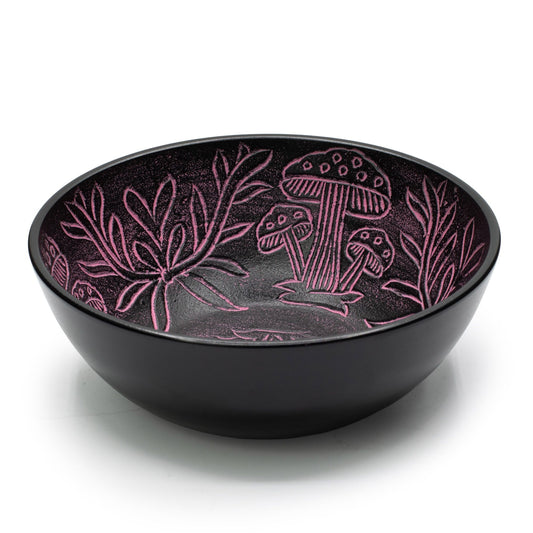 Cuenco tibetano de aluminio con setas grabadas en rosa