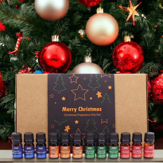 Set de 12 aceites de fragancia navideños en caja de regalo