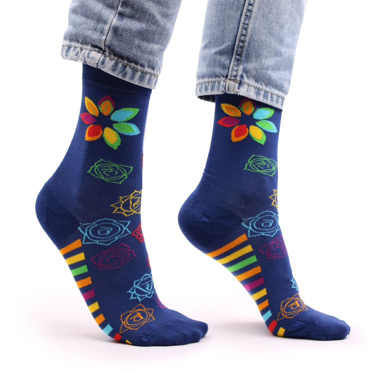 Calcetines de bambú Hop Hare - Chakras arcoíris (talla 36-40)