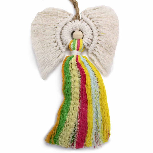 Ángel de macramé en caja de regalo - Arcoíris