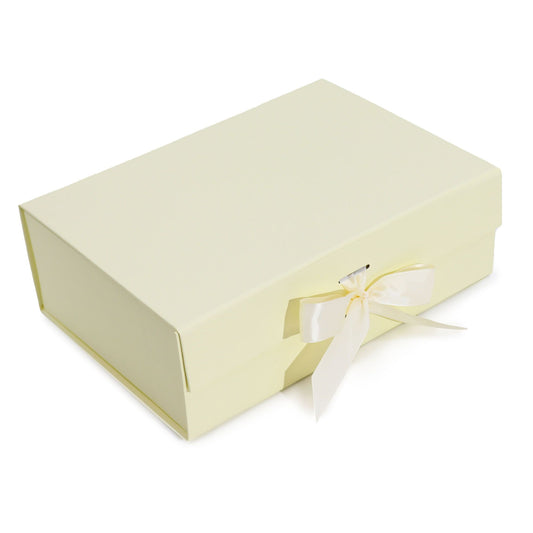Caja de regalo plegable con lazo - Marfil 28,2 x 20,2 x 9,2 cm