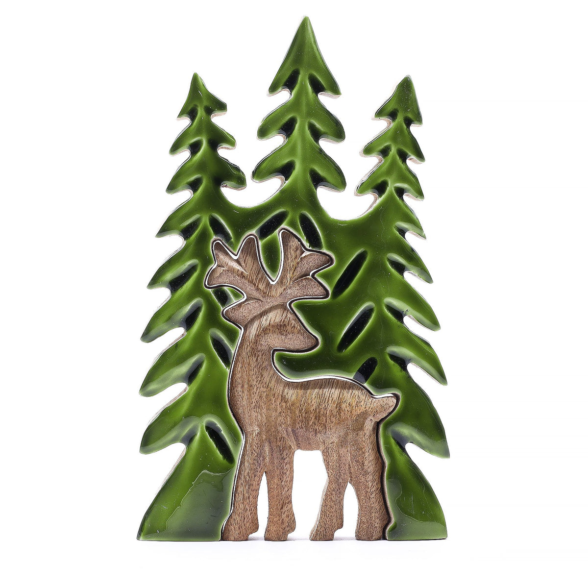 Decoración de madera 3D - Ciervo en el bosque 25 x 15 cm