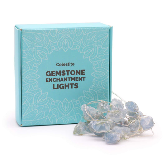 Guirnalda de luces con piedras de celestita