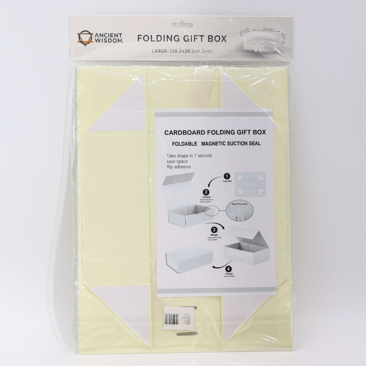 Caja de regalo plegable con lazo - Marfil 28,2 x 20,2 x 9,2 cm