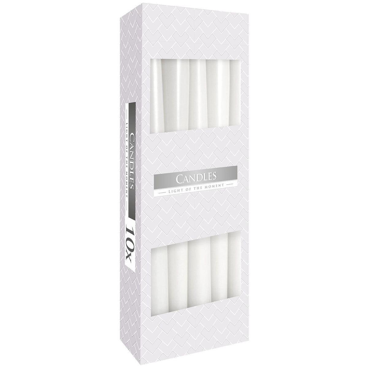 Estuche de 10 velas cónicas blancas