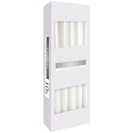 Estuche de 10 velas cónicas blancas