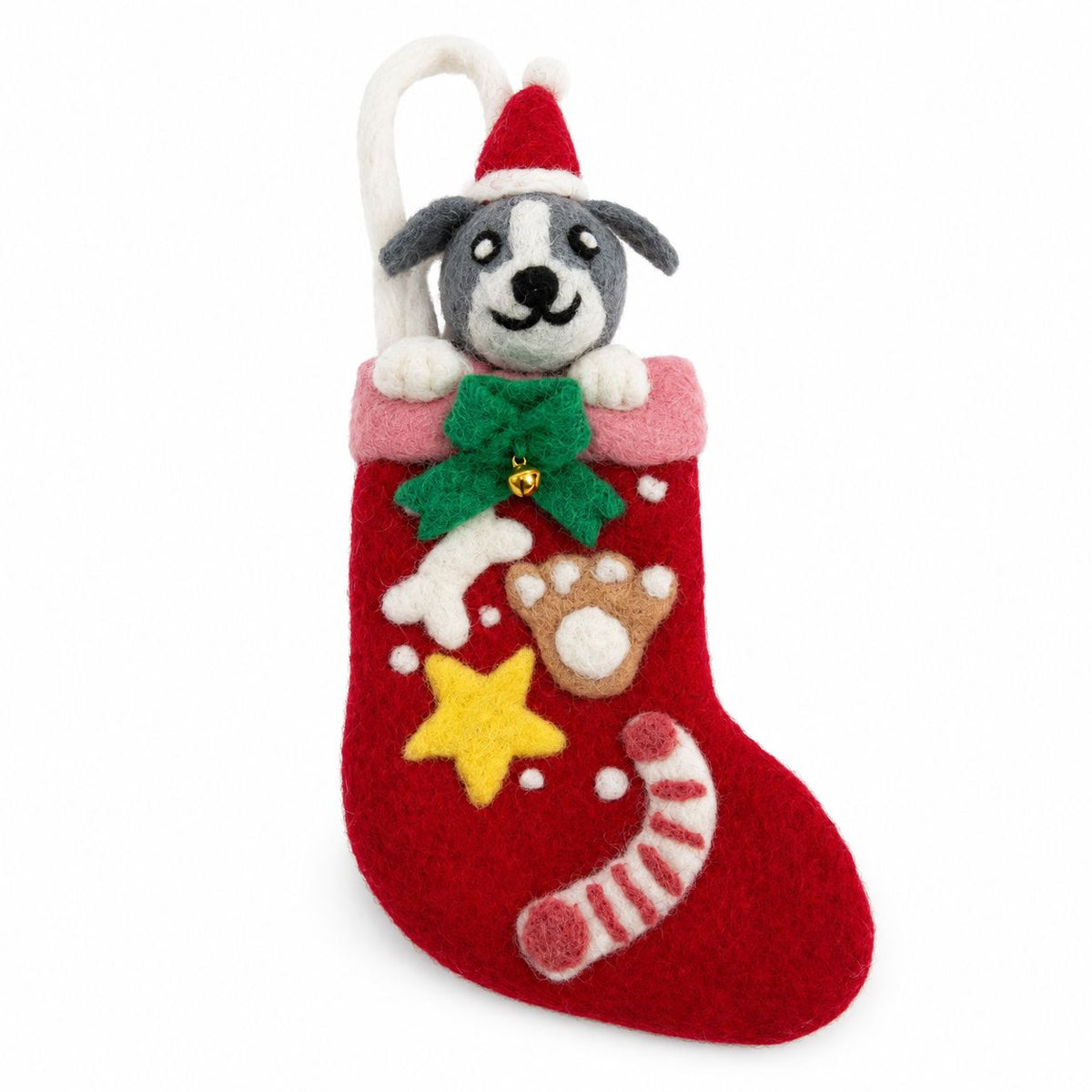 Calcetines navideños de fieltro para mascotas - Set de 6