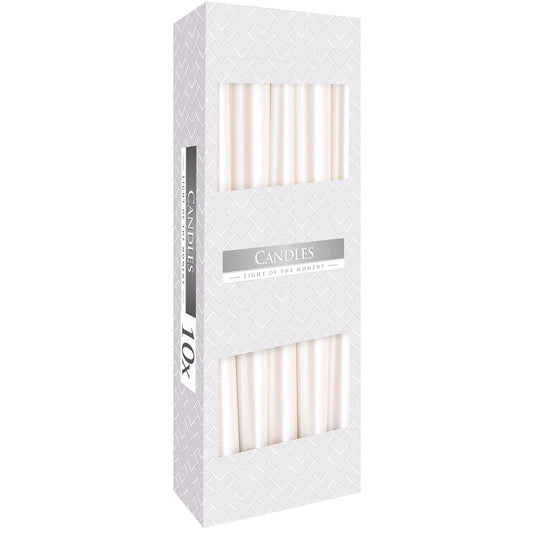 Estuche de 10 velas cónicas perladas