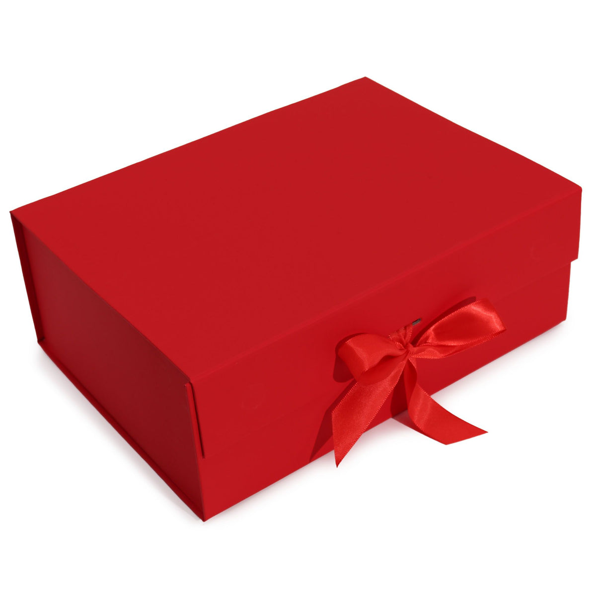 Caja de regalo plegable con lazo - Roja 33 x 25 x 12 cm