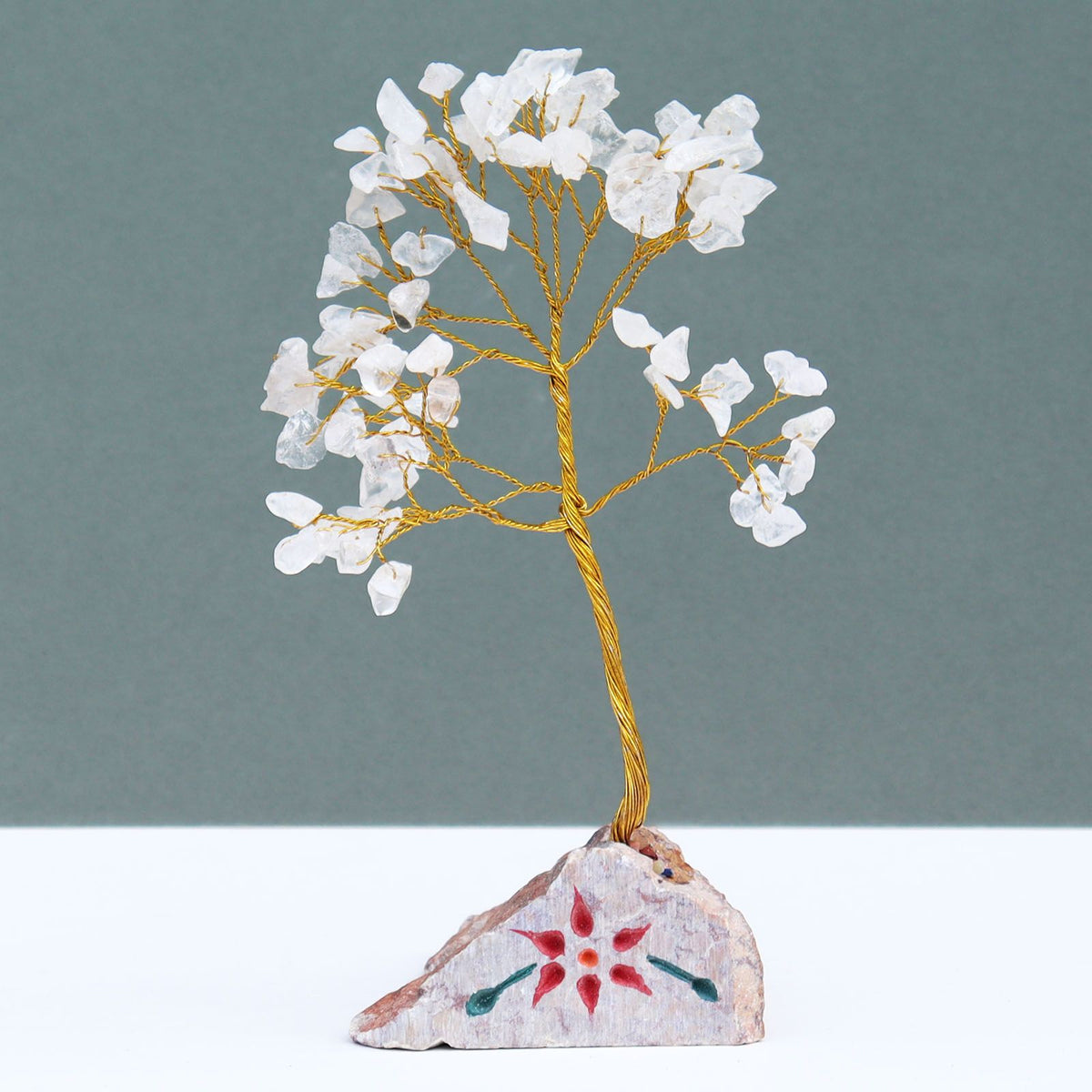 Árbol de gemas indio de cuarzo cristal con 80 piedras