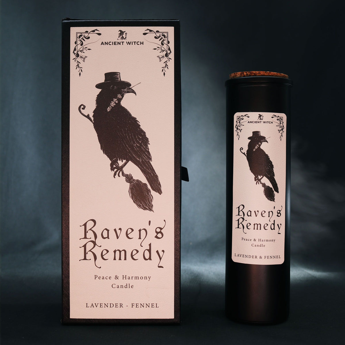 Vela ritual de bruja Remedio del Cuervo (Raven's Remedy) con su caja, foto 3