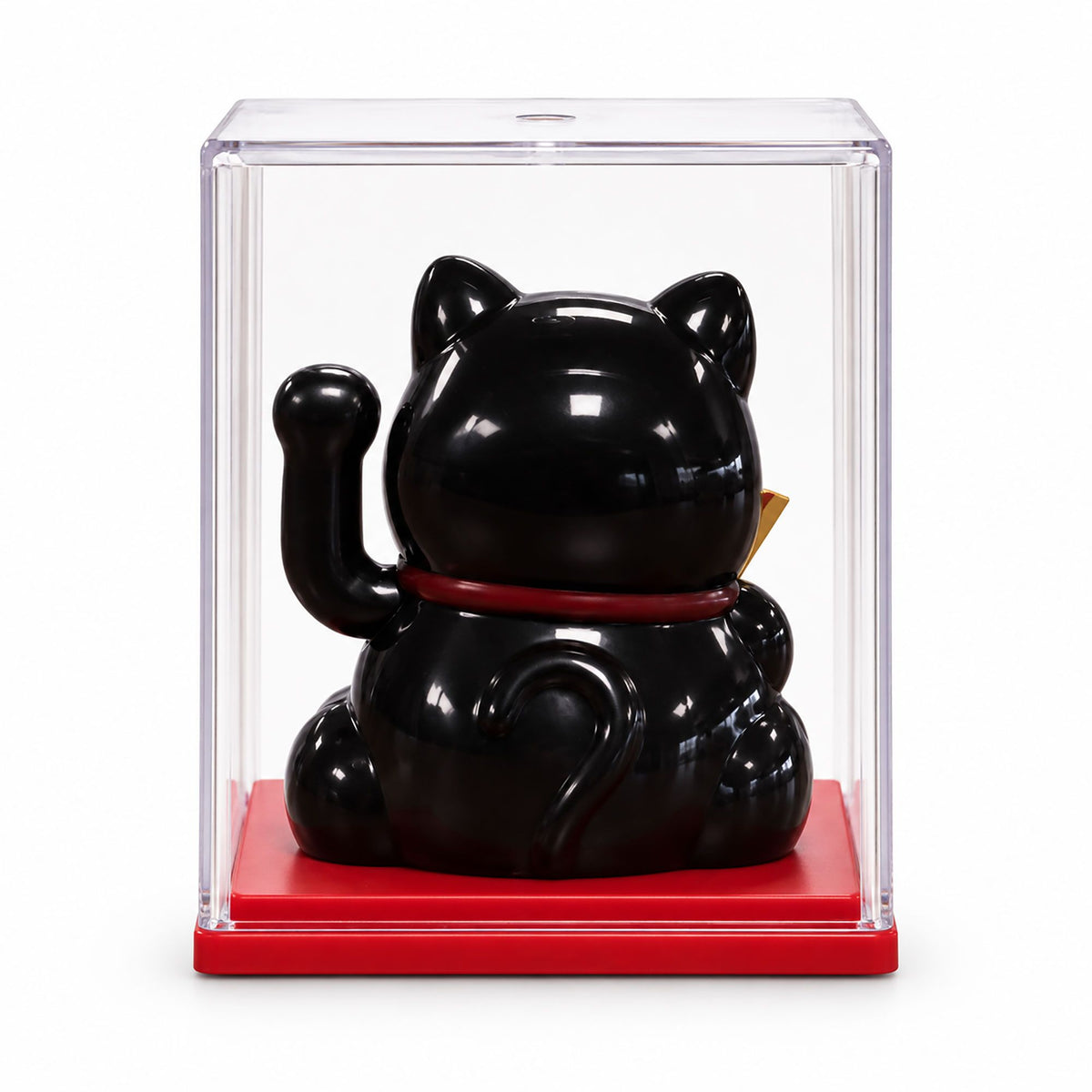 Mini gato de la suerte solar negro en caja transparente, foto 5