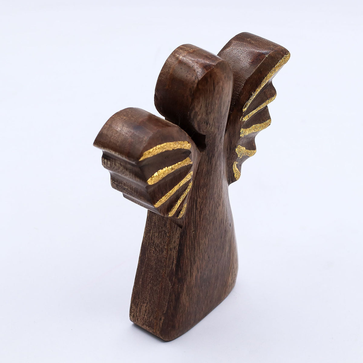 Ángel de madera de mango con alas doradas 16 cm