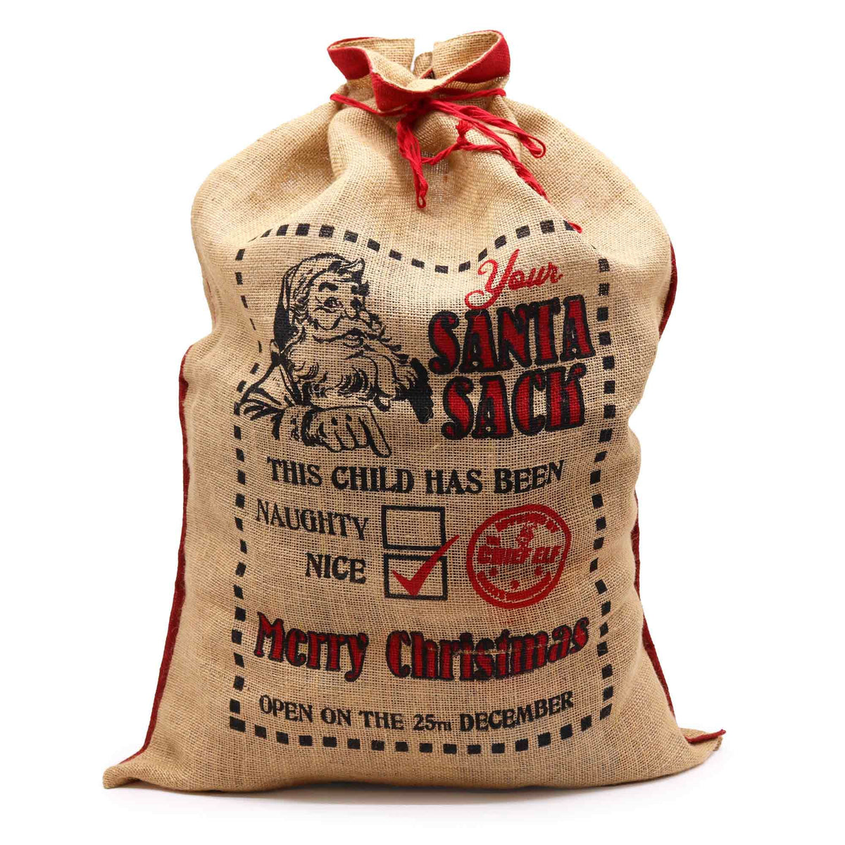 Saco de yute de Papá Noel para regalos