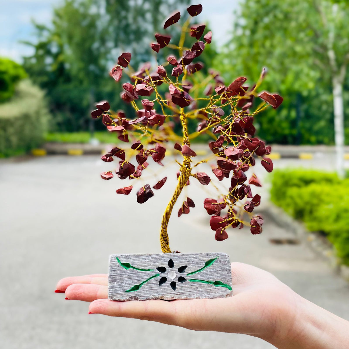 Árbol de gemas indio de jaspe rojo con 160 piedras, foto 3